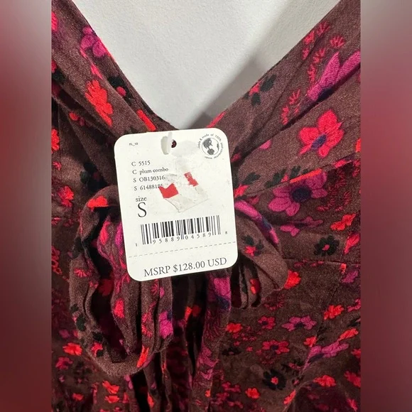 NWT Free People It Takes Two Wrap Dress in Plum Combo - Picture 11 of 12